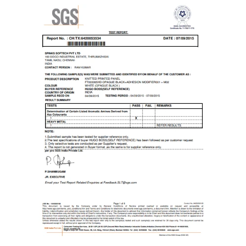 SGS Report CH:TX:6420053534